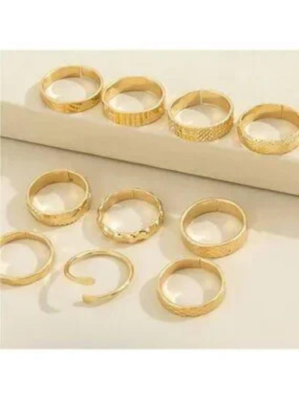 GOLD 3/$30 10pc Textured Ring Set
